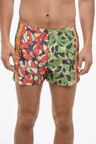 Abstract Patterned Popeline Boxer with Elastic Waistband