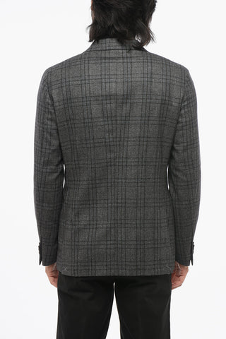 CC COLLECTION Checkered Motif Wool REWARD Double Breasted Blazer