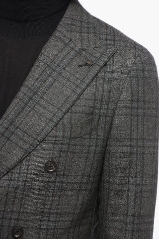 CC COLLECTION Checkered Motif Wool REWARD Double Breasted Blazer