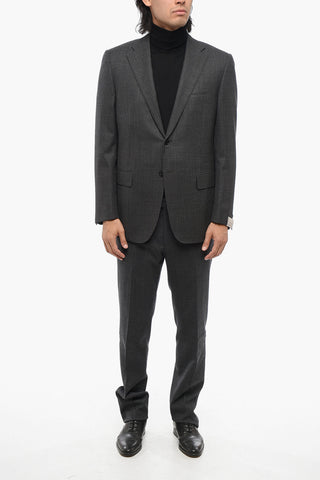 Virgin Wool Suit with Micro Poins Motif