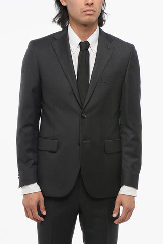 CC COLLECTION Melange Virgin Wool Suit with Flap Pockets