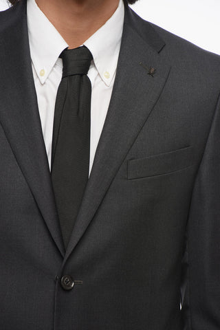 CC COLLECTION Melange Virgin Wool Suit with Flap Pockets