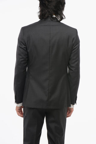 CC COLLECTION Melange Virgin Wool Suit with Flap Pockets