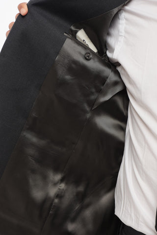 CC COLLECTION Melange Virgin Wool Suit with Flap Pockets