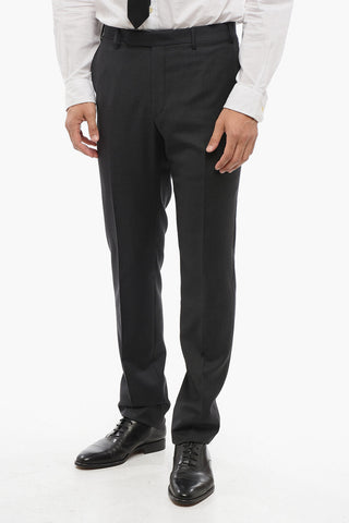 CC COLLECTION Melange Virgin Wool Suit with Flap Pockets