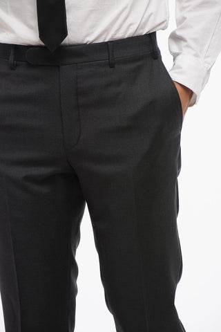 CC COLLECTION Melange Virgin Wool Suit with Flap Pockets