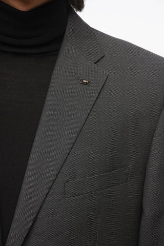 Virgin Wool Suit with Micro Poins Motif