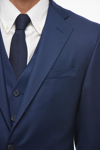 CC COLLECTION Virgin Wool Three-Piece Suit with Waistcoat, Two Vents and Notched Lapel