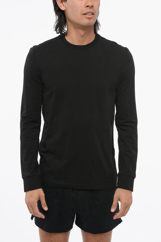 Long-sleeved Cotton Blend T-Shirt with Cuffs