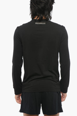 Long-sleeved Cotton Blend T-Shirt with Cuffs