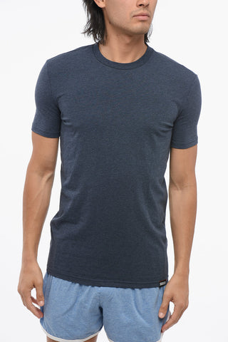 Crew Neck Monochrome Cotton Blend T-Shirt