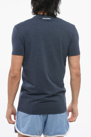 Crew Neck Monochrome Cotton Blend T-Shirt