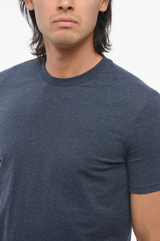 Crew Neck Monochrome Cotton Blend T-Shirt