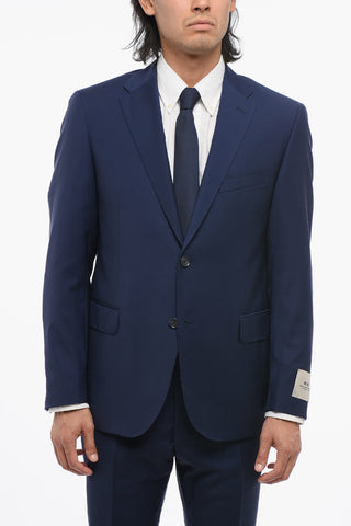 CC COLLECTION Virgin Wool Side Vents Notch Lapel 2-Button Suit