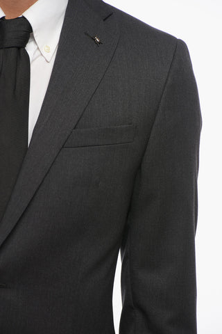 CC COLLECTION Melange Virgin Wool Suit with Flap Pockets