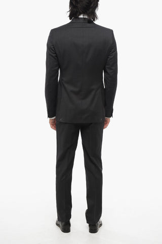 CC COLLECTION Melange Virgin Wool Suit with Flap Pockets