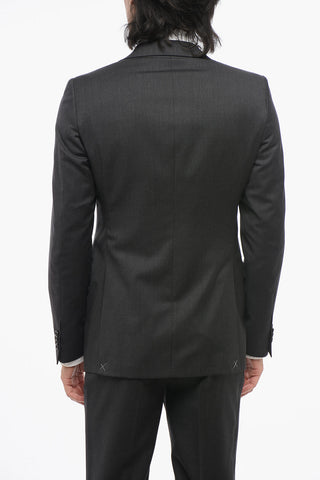 CC COLLECTION Melange Virgin Wool Suit with Flap Pockets