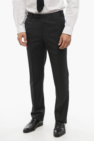 CC COLLECTION Melange Virgin Wool Suit with Flap Pockets