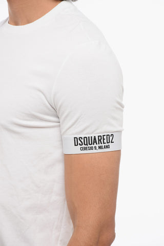 T-Shirt Girocollo in Misto Cotone con Dettagli Elastici