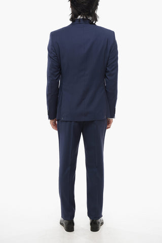 CC COLLECTION Virgin Wool Three-Piece Suit with Waistcoat, Two Vents and Peak Lapel