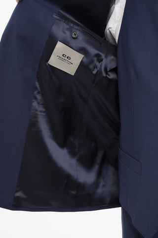 CC COLLECTION Virgin Wool Three-Piece Suit with Waistcoat, Two Vents and Peak Lapel