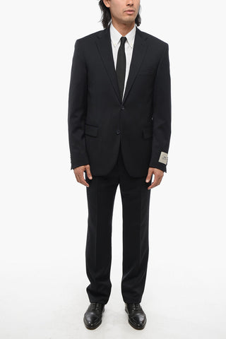 CC COLLECTION Virgin Wool Side Vents Flat Front Pants 2-Button Suit