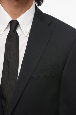 CC COLLECTION Virgin Wool Side Vents Flat Front Pants 2-Button Suit