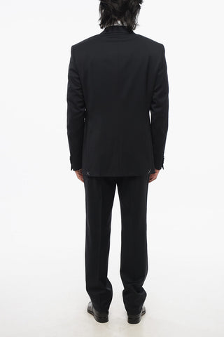 CC COLLECTION Virgin Wool Side Vents Flat Front Pants 2-Button Suit