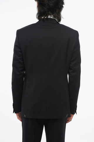 CC COLLECTION Virgin Wool Side Vents Flat Front Pants 2-Button Suit