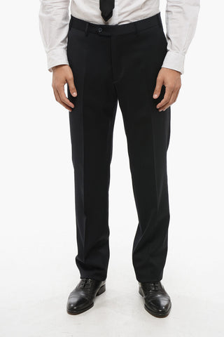 CC COLLECTION Virgin Wool Side Vents Flat Front Pants 2-Button Suit