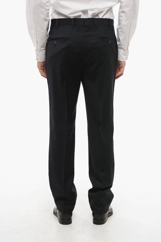 CC COLLECTION Virgin Wool Side Vents Flat Front Pants 2-Button Suit