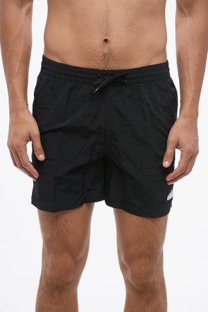 Solid Boxer Swim Shorts with Sneaker Patch