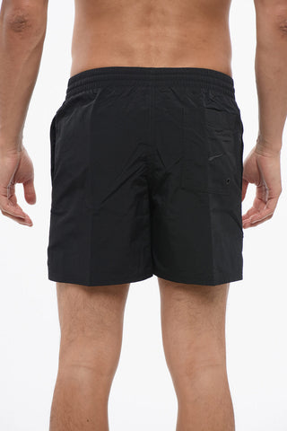 Solid Boxer Swim Shorts with Sneaker Patch