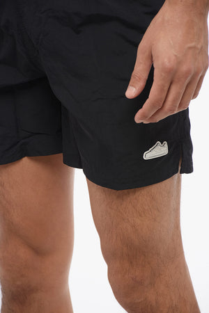 Solid Boxer Swim Shorts with Sneaker Patch