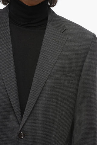 Virgin Wool Suit with Micro Check Motif