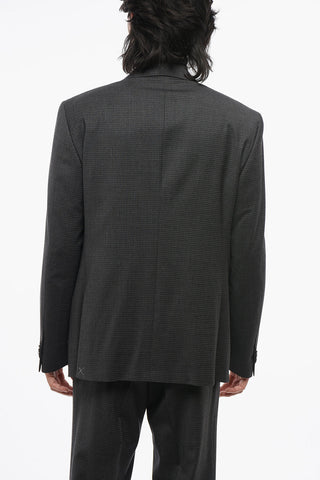 Virgin Wool Suit with Micro Check Motif