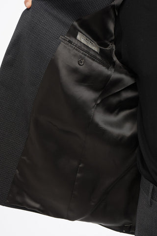 Virgin Wool Suit with Micro Check Motif