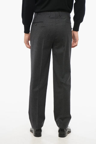 Virgin Wool Suit with Micro Check Motif