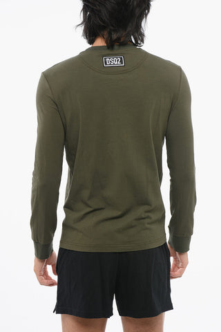 T-Shirt a Maniche Lunghe in Misto Cotone