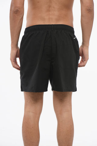 Costume da Bagno Boxer in Tinta Unita con Logo Stampato