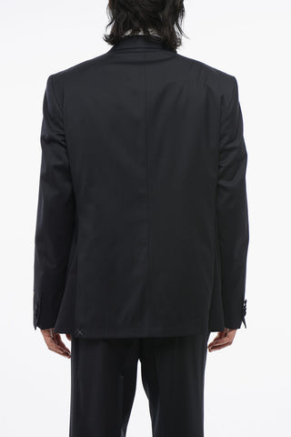 CC COLELCTION Virgin Wool Side Vents Peak Lapel Belt Loops 3-Piece Waistcoat Suit