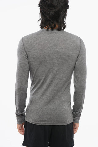 Long-sleeved Wool Blend T-Shirt with Front Buttoning