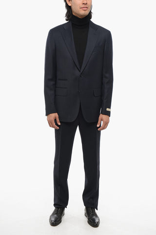 Virgin Wool Suit with Micro Poins Motif