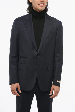 Virgin Wool Suit with Micro Poins Motif