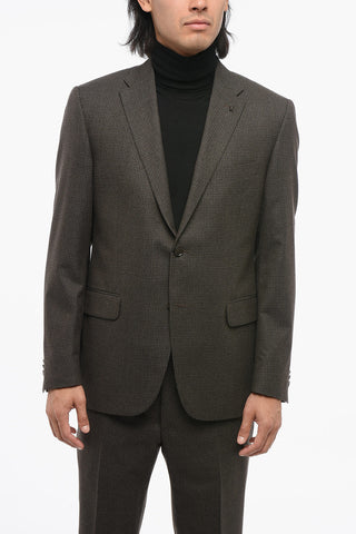 CC COLLECTION Wool Single Breasted Blazer With Checkered Motif