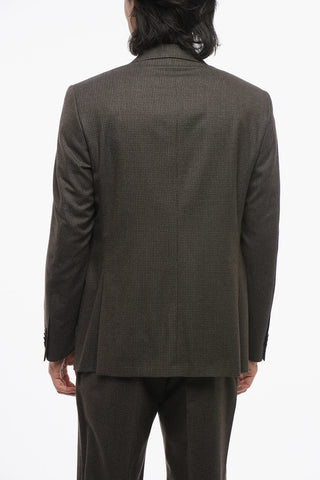 CC COLLECTION Wool Single Breasted Blazer With Checkered Motif