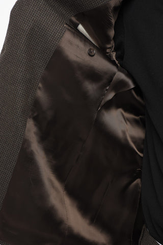 CC COLLECTION Wool Single Breasted Blazer With Checkered Motif