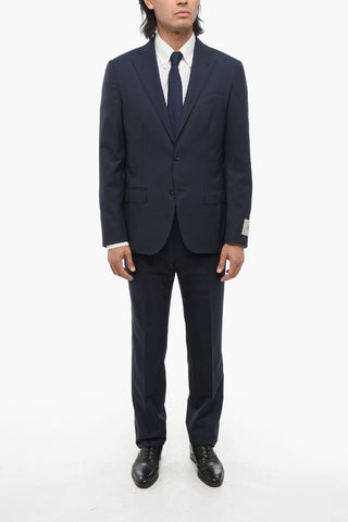 CC COLELCTION District Check Virgin Wool Side Vents 2-Button Suit