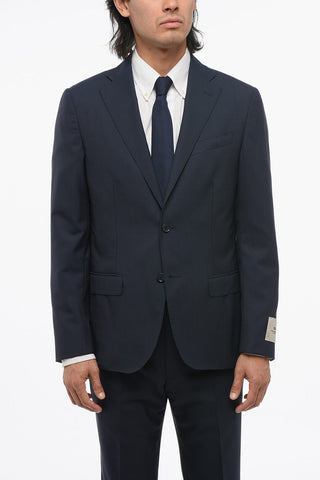 CC COLELCTION District Check Virgin Wool Side Vents 2-Button Suit