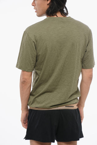 V Neck Cotton Blend T-Shirt with Breast-pocket